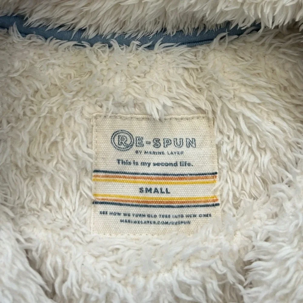 RE-SPUN‎ by Marine Layer Cream Fuzzy Fleece Half Zip Pullover Sweater Small